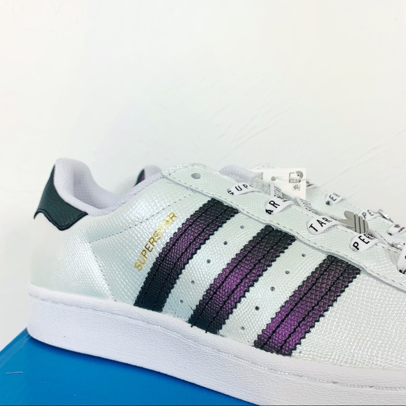 Adidas Superstar White Black Metallic Purple Jewel - Picture 4 of 9